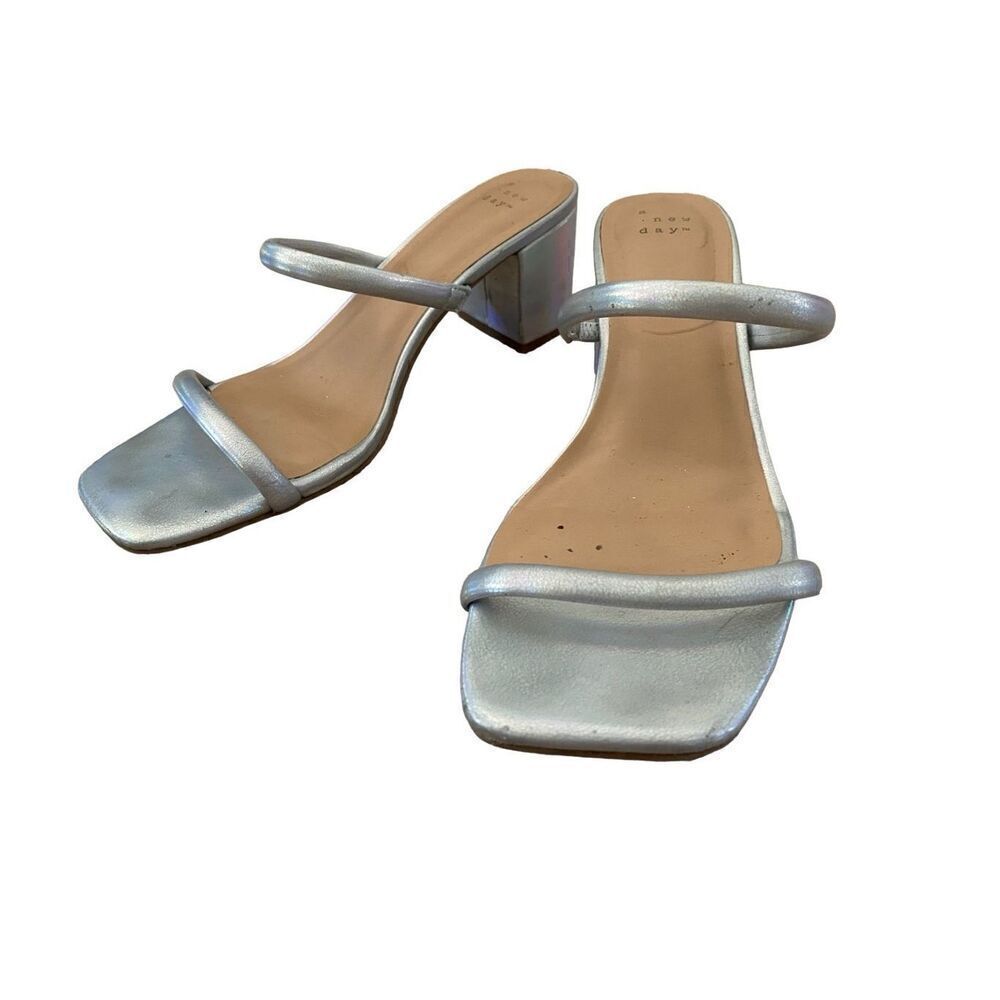 A New Day Metallic Heels Formal Chunky Block Heel Workwear Office Business